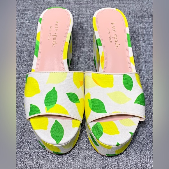 Kate Spade New York Ibiza Platform Mule Sandals Lemon Toss - Picture 3 of 8